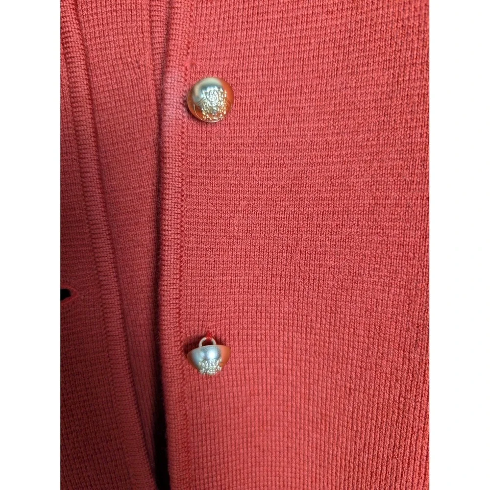 Talbots‎ Cardigan Womens 1X Orange Collarless Crew Neck Pockets Lightweight